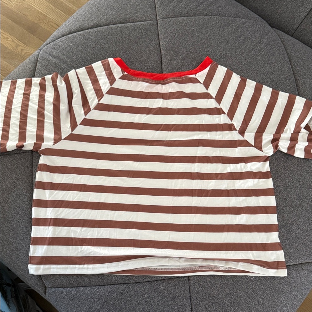 Striped Brown and White Long Sleeve Top